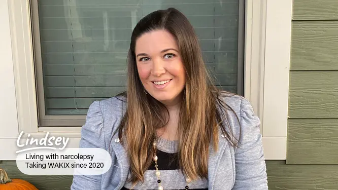 Video thumbnail of Lindsey, a real person with narcolepsy with cataplexy taking WAKIX